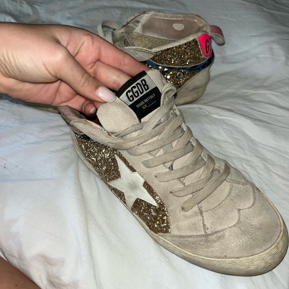 golden goose mid star gold sparkle